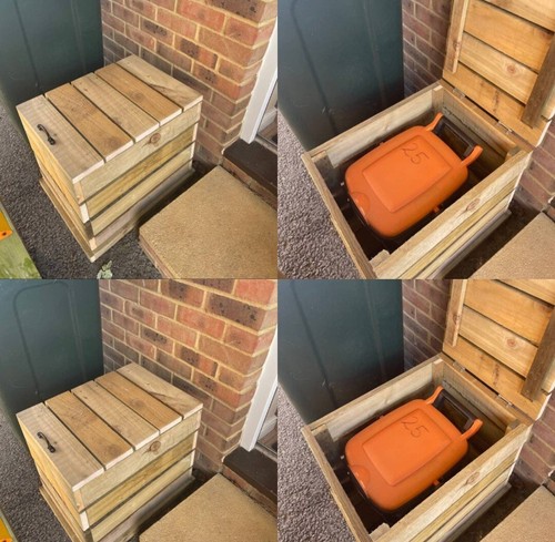 Wooden outdoor recycle bin - outdoor,